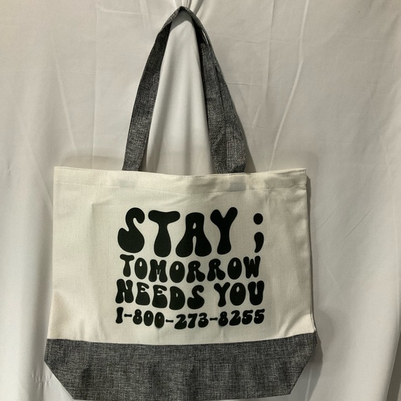 Handbags - Canvas Tote Bag Natural Linen Gray Bottom & Straps Large Capacity 15 X 18 X 5